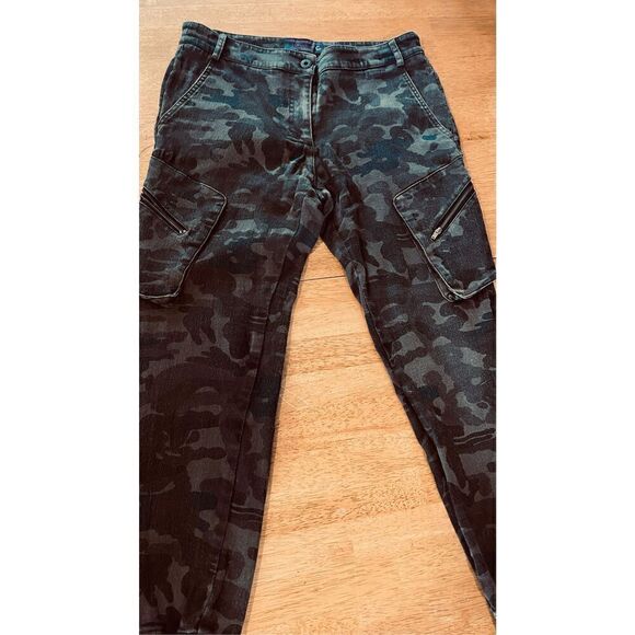 JAMES JEANS BOYFRIEND CARGO SHADOW CAMOUFLAGE COMBAT JOGGER PANTS SZ 26 - Picture 3 of 14